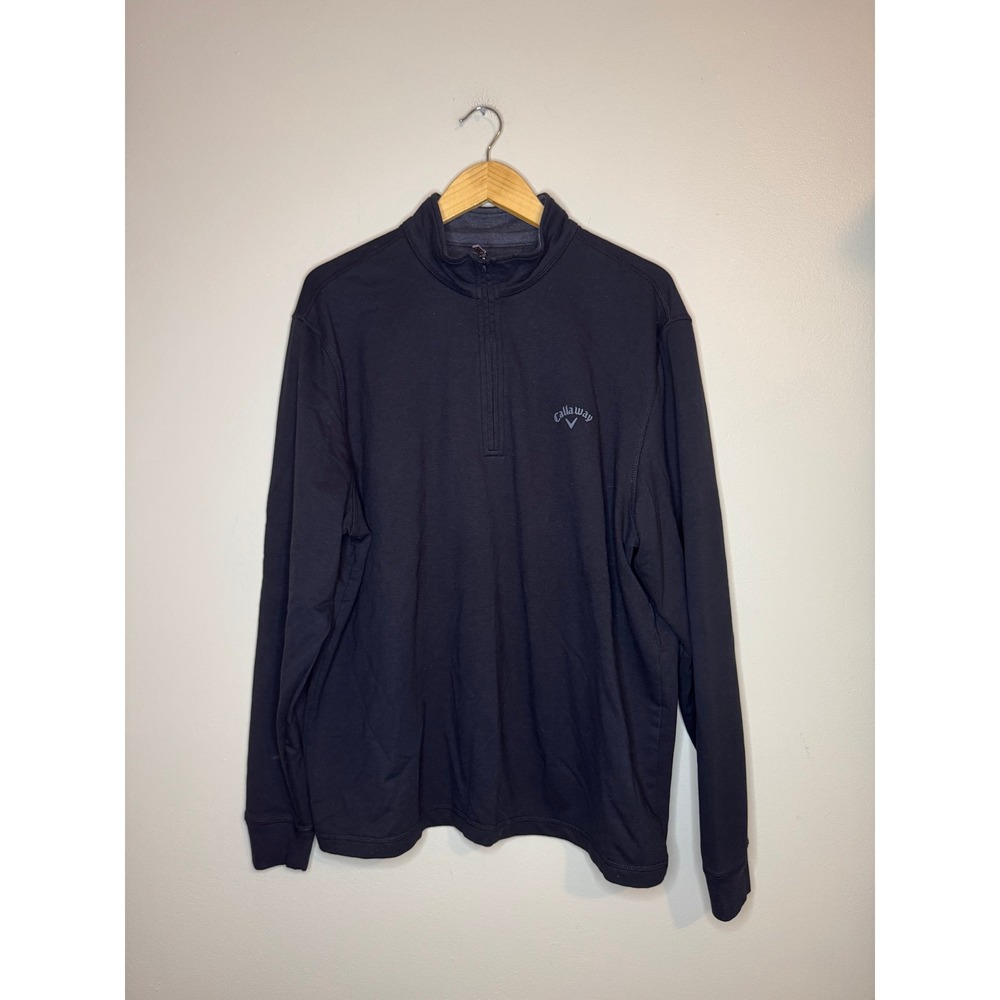 Callaway Mens Quarter Zip Pullover Black Golf Sweater Long Sleeve Mock Neck L